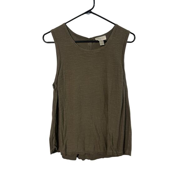 Clean Girl LOFT Olive Tank Top L Slub Knit Sleeveless Capsule Core - Picture 1 of 4